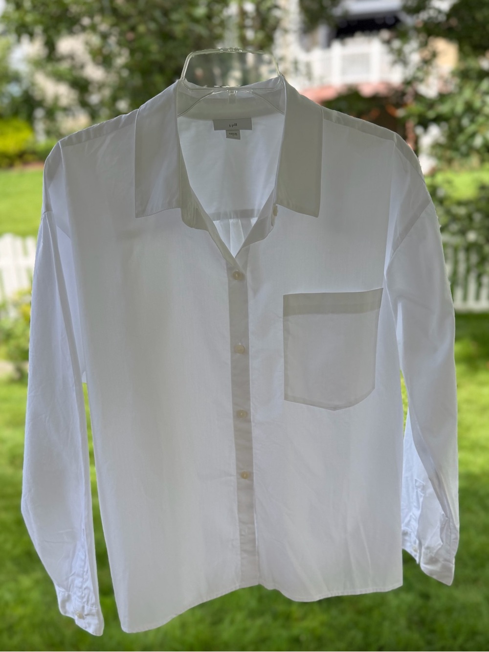 J. Jill Essential Shirt Large White Long Sleeve Button Down Cotton Top Blouse